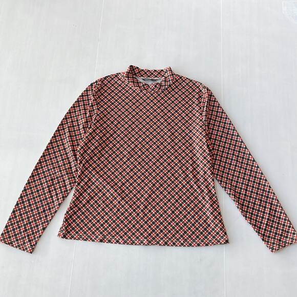 NEW Shein Red and Black Plaid Mock Neck Long Sleeve Tee Shirt Women's SIZE 2XL - Picture 1 of 8